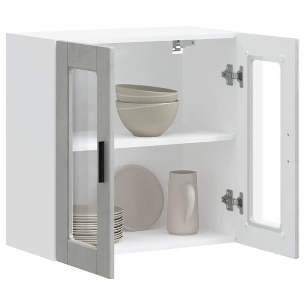 vidaXL virtuves sienas skapis ar stikla durvīm Porto betona pelēks