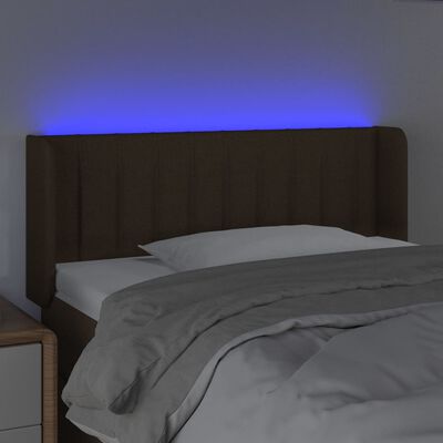 vidaXL gultas galvgalis ar LED, 103x16x78/88 cm, tumši brūns audums