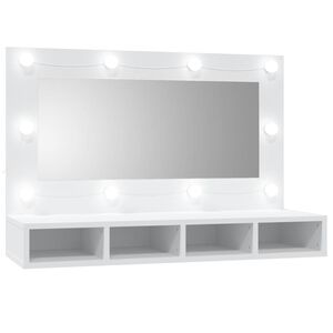 vidaXL spoguļskapītis ar LED, balts, 90x31,5x62 cm