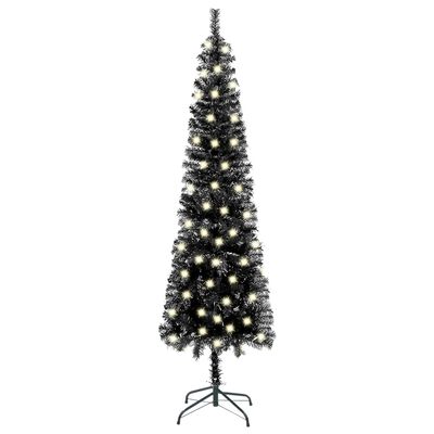 vidaXL izgaismota Ziemassvētku egle, šaura, melna, 120 cm
