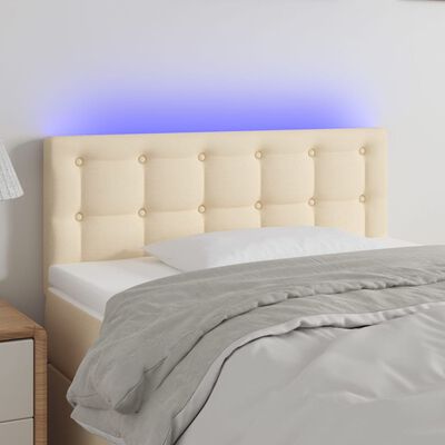 vidaXL gultas galvgalis ar LED, 100x5x78/88 cm, krēmkrāsas audums
