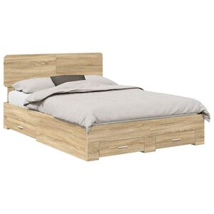 vidaXL Gultas rāmis Sonoma ozols 150 x 200 cm Inženierijas koks