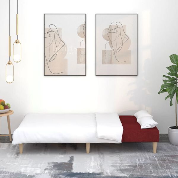 vidaXL 2-vietīga dīvāngulta, vīnsarkans audums