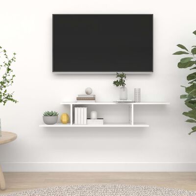 vidaXL sienas TV skapītis, balts, 125x18x23 cm, skaidu plāksne