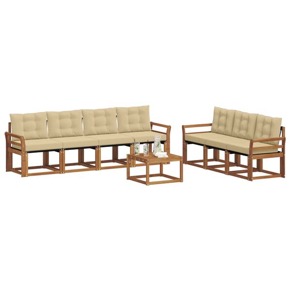 vidaXL Āra dīvānu komplekts ar spilvenu 8 pcs Dabisks un bē&scaron;s