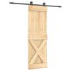 vidaXL Slīdo&scaron;ās durvis Dabiska un melna 70 x 210 cm Cieta priedes koks