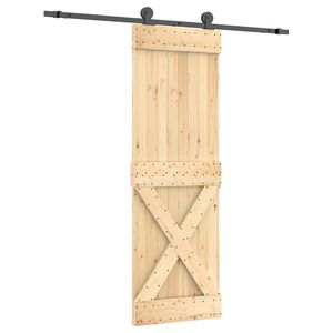vidaXL Slīdo&scaron;ās durvis Dabiska un melna 70 x 210 cm Cieta priedes koks