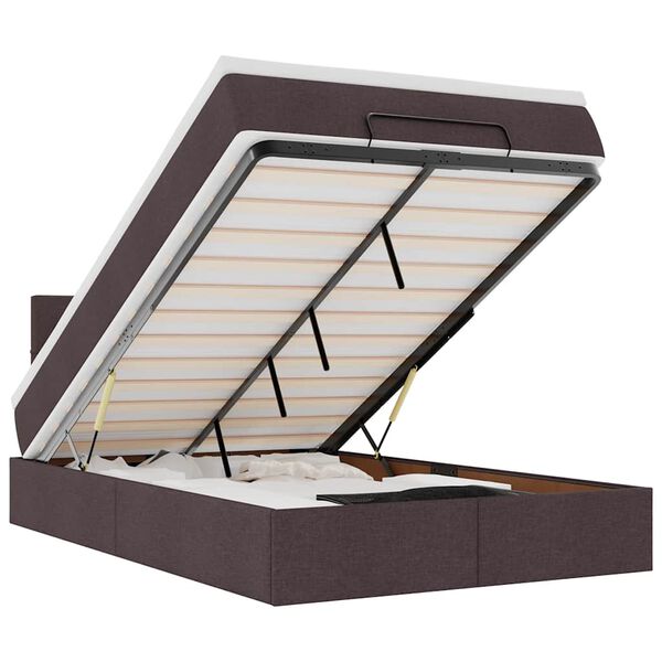 vidaXL Osmaņu gultas rāmis ar matrača tum&scaron;i pelēks 120x190 cm audums