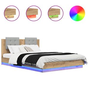 vidaXL Gultas rāmis ar atzveltni Artisānā ozols 160 x 200 cm