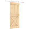 vidaXL Slīdo&scaron;ās durvis Dabisks un balts 85 x 210 cm Cieta priedes koks