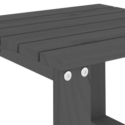 vidaXL sauļošanās zvilņi ar galdiņu, 2 gab., pelēki, priedes masīvkoks
