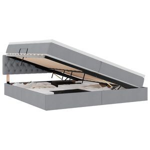 vidaXL Gulta ar uzglabā&scaron;anas vietu un LED Gai&scaron;i pelēks 200 x 200 cm