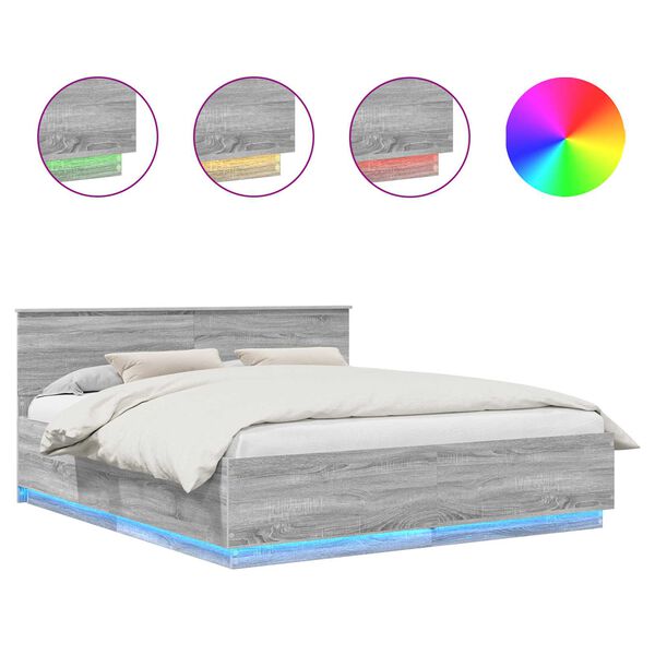 vidaXL Gultas rāmis Pelēks Sonoma 200 x 200 cm Inženierijas koks