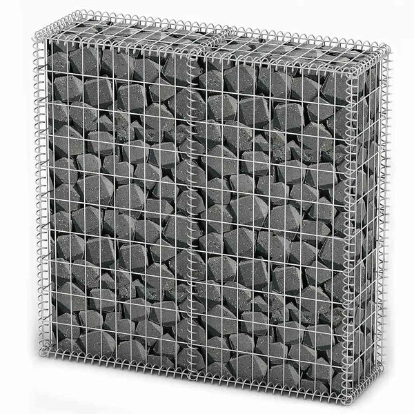 vidaXL gabions ar vāku, cinkota stieple, 100x100x30 cm