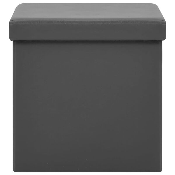 vidaXL soliņi ar kasti, 2 gab., salokāmi, pelēki, PVC