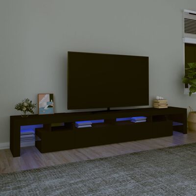 vidaXL TV skapītis ar LED apgaismojumu, melns, 260x36,5x40 cm