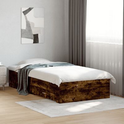 vidaXL gultas rāmis ar atvilktnēm, ozola, 90x190 cm, inženierijas koks