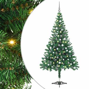 vidaXL mākslīgā Ziemassvētku egle ar rotājumiem, 120 cm, 230 zari