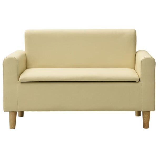 vidaXL divvietīgs bērnu dīvāns, krēmbalta mākslīgā āda