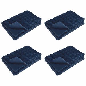 vidaXL Mākslīgā truša kažokādas sega 4 pcs Jūras zila 130 x 150 cm