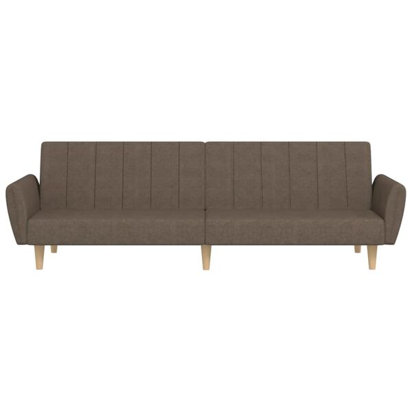 vidaXL 2-vietīga dīvāngulta, pelēkbrūns audums