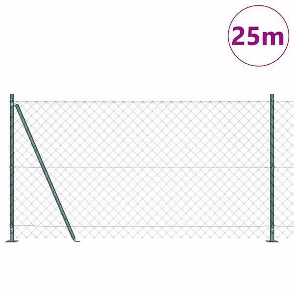 vidaXL Žoga āķis Zaļa 25 x 1,2 m (60 x 60 mm siets) Tērauds un PVC