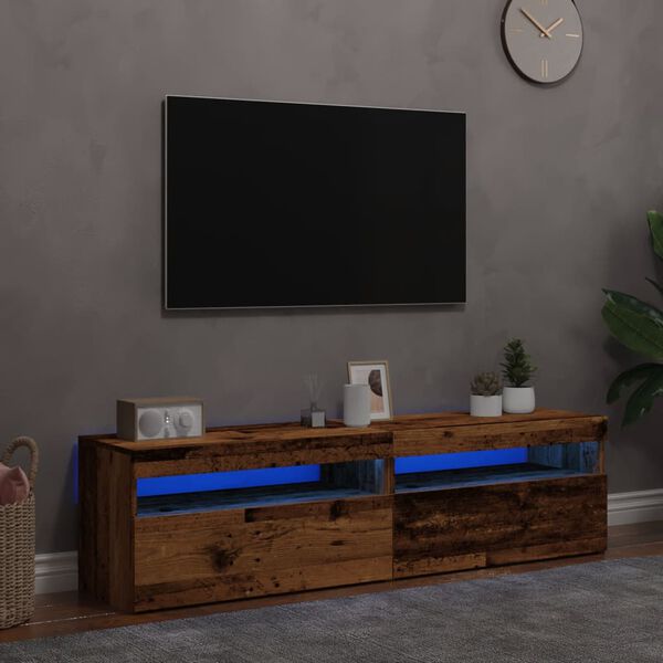 vidaXL 2-daļīgs televizora skapja komplekts ar LED gaismām Old Wood
