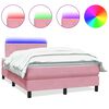 vidaXL atsperu gulta ar matraci, LED, rozā samts, 120x220 cm
