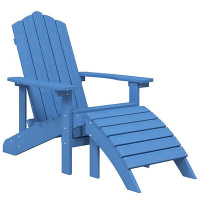 vidaXL dārza krēsls ar galdiņu un kājsoliņu, HDPE, ūdens zils