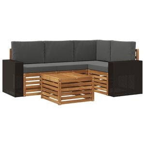 vidaXL Āra dīvānu komplekts 5 pcs Dabisks un antracīts 59 x 59 x 37 cm