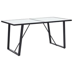 vidaXL virtuves galds, balts, 160x80x75 cm, rūdīts stikls