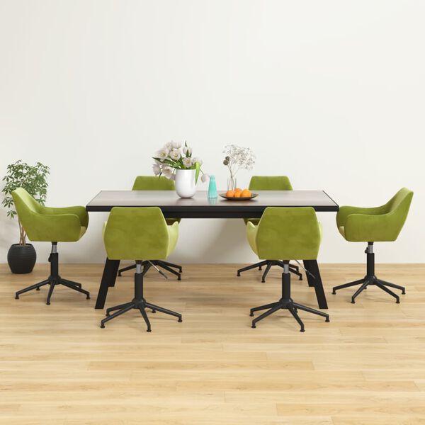 vidaXL grozāmi virtuves krēsli, 6 gab., gai&scaron;i zaļ&scaron; samts