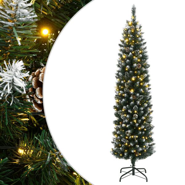 vidaXL mākslīgā Ziemassvētku egle, šaura, 210 cm, 300 LED