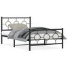 vidaXL gultas rāmis ar galvgali un kājgali, melns metāls, 107x203 cm