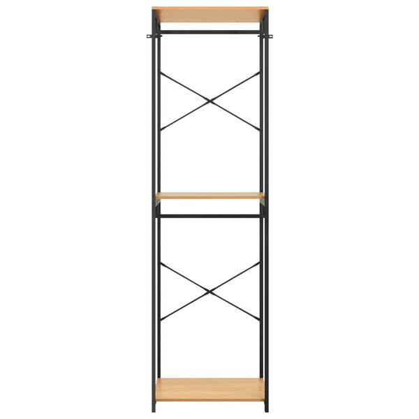 vidaXL drēbju plaukts, 60x40x213 cm, metāls, skaidu plāksne