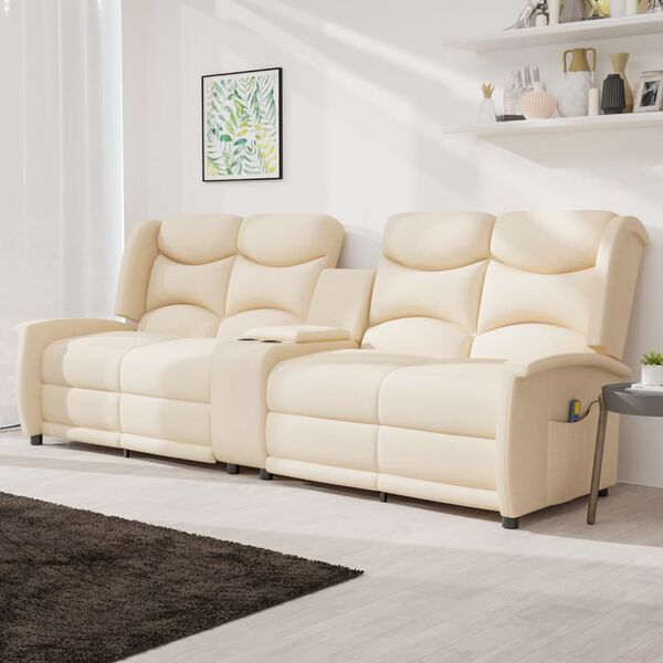 vidaXL četrvietīgs masāžas krēsls ar glāžu turētāju, krēmkrāsas