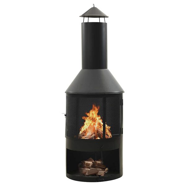 vidaXL dārza krāsns ar režģi un kruķi, 47x47x135,7 cm, tērauds