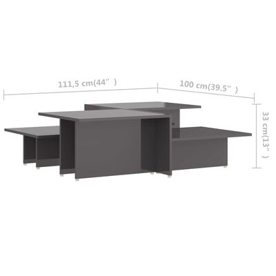 vidaXL kafijas galdiņi, 2gb., pelēki, 111,5x50x33cm, inženierijas koks