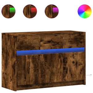 vidaXL TV skapītis ar LED, koka krāsa, 91x34x61 cm, inženierijas koks