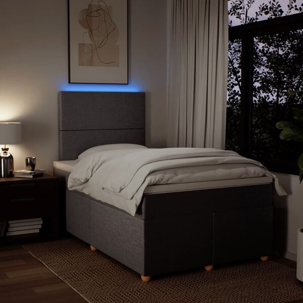 vidaXL atsperu gulta ar matraci, pelēkbrūns audums, 120x190 cm