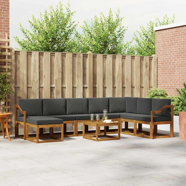 vidaXL Āra dīvānu komplekts ar spilvenu 9 pcs Dabisks un antracīts