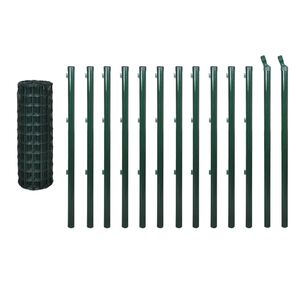 vidaXL Euro stiepļu žogs, tērauds, 25x0,8 m, zaļ&scaron;