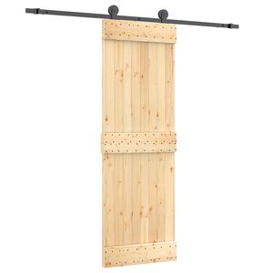 vidaXL Slīdo&scaron;ās durvis 70 x 210 cm Cieta priedes koks (neapstrādāts)