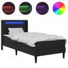 vidaXL Gultas rāmis ar LED sloksnēm Melns 90 x 190 cm Mākslīgā āda