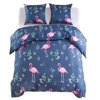vidaXL gultasveļas komplekts, flamingo, zils ar rozā, 200x200/80x80 cm