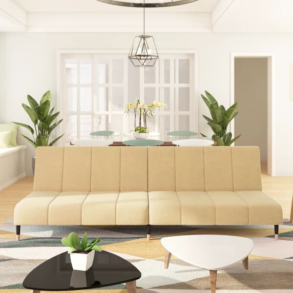 vidaXL 2-vietīga dīvāngulta, krēmkrāsas samts