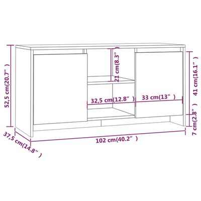 vidaXL TV skapītis, betona pelēks, 102x37,5x52,5 cm, skaidu plāksne