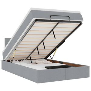 vidaXL Osmaņu gultas rāmis ar matrača gai&scaron;i pelēks 120x190 cm audums