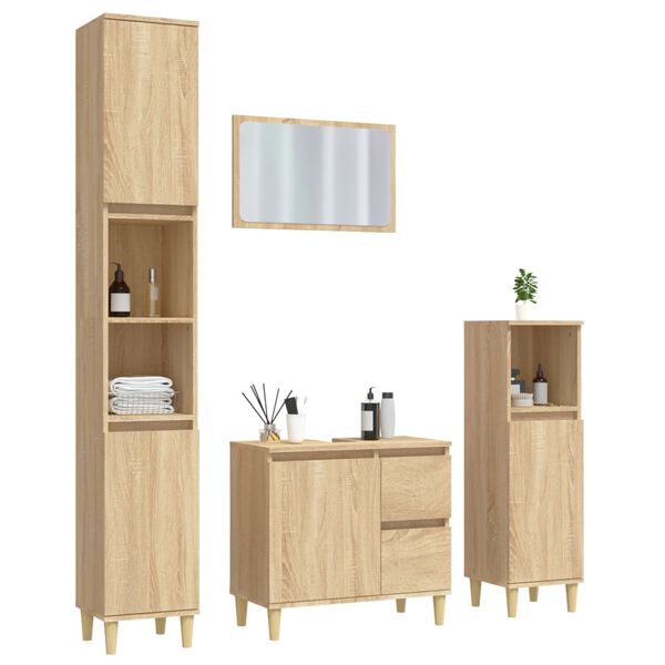 vidaXL 4-daļīgs vannasistabas mēbeļu komplekts, Sonomas ozolkoka