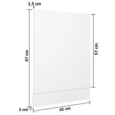 vidaXL trauku mazgājamās mašīnas panelis, balts, 45x3x67 cm